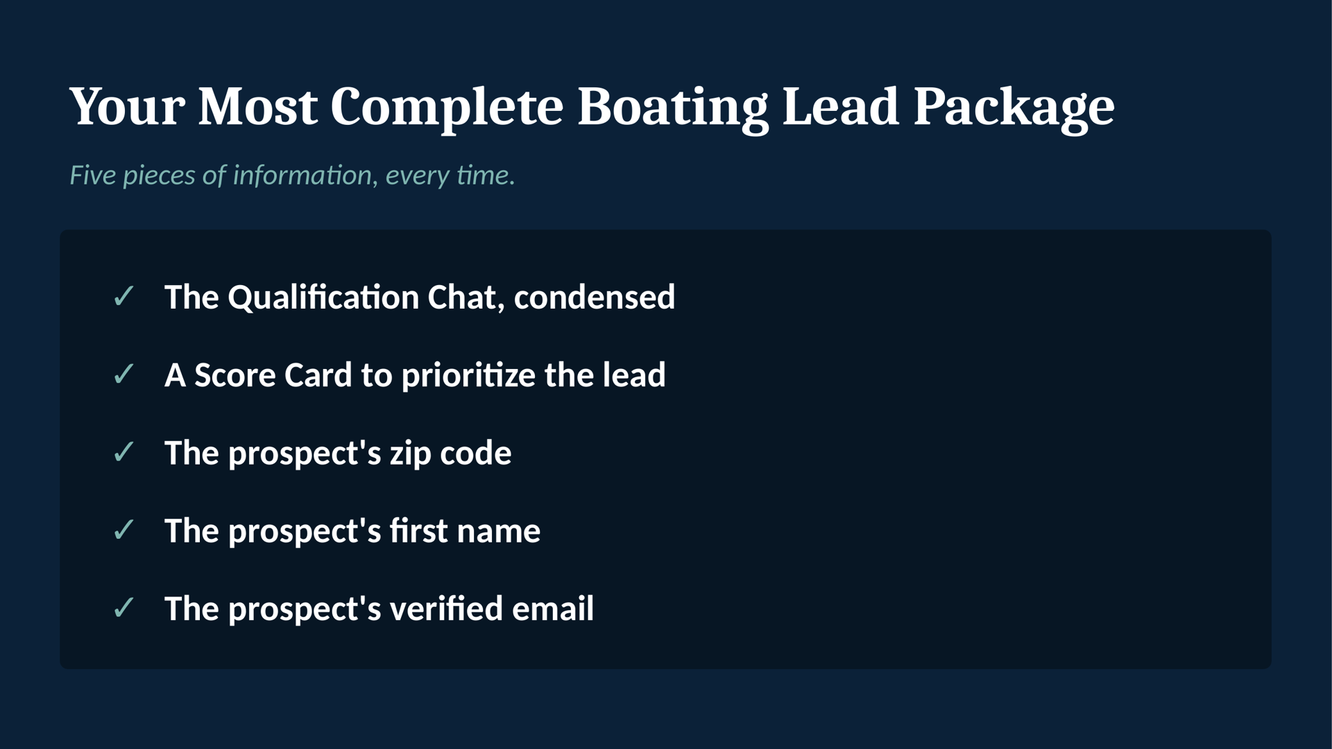 Slide 4: Your Most Complete Boating Lead Package